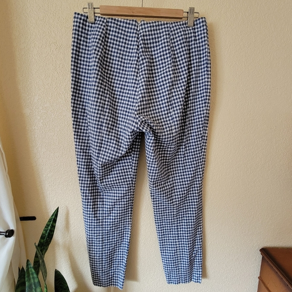 Veronica Beard High-Rise Gingham Navy Zipper Pants size 8 - Picture 5 of 9